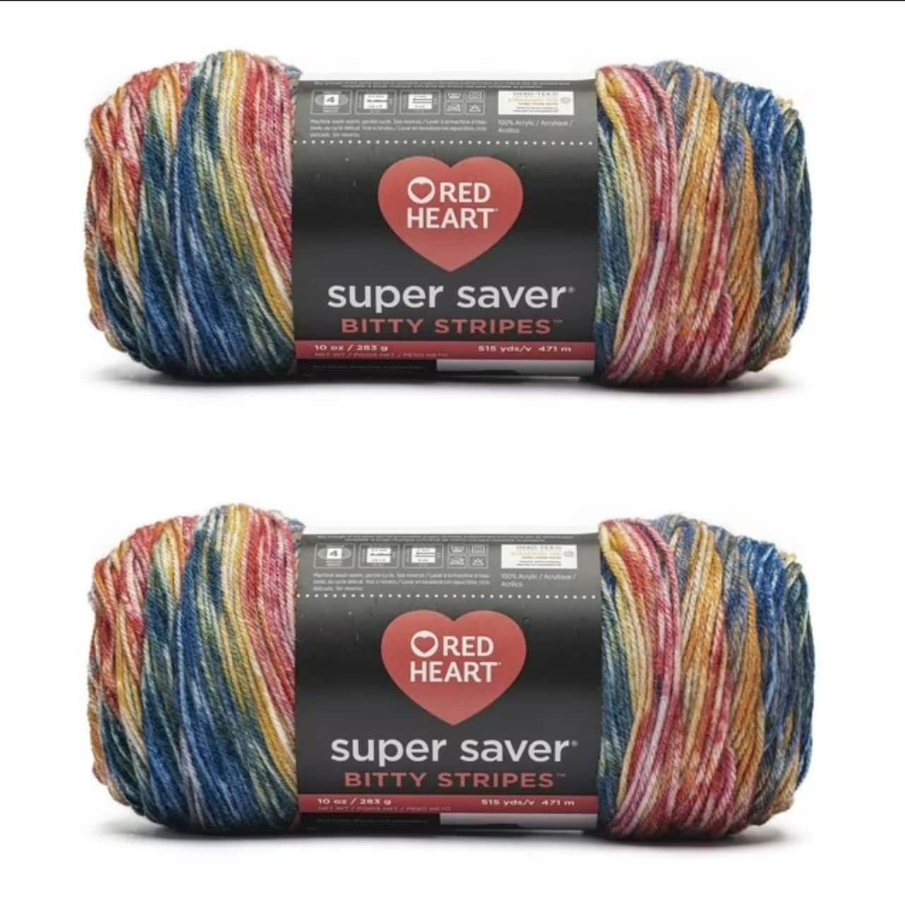 2 Pack Red Heart® Super Saver® Bitty Stripes™ Yarn